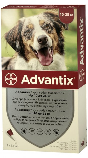 Advantix для собак 10-25 кг