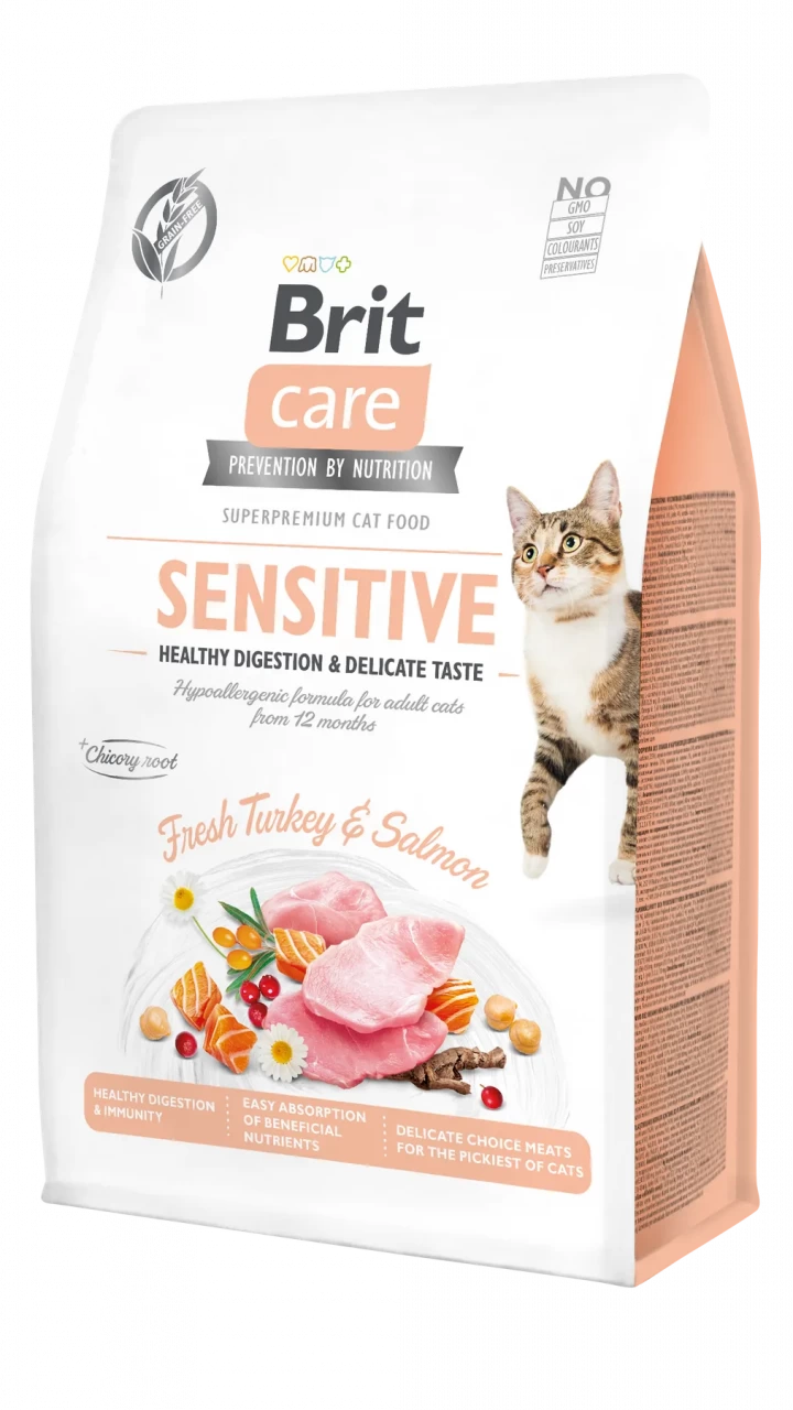 Brit Care Cat GF Sensitive HDigestion & Delicate Taste, (0,4) (д/вибагливих кішок)
