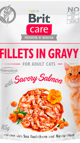 Brit Care Cat pouch 85g филе в соусе пикантный лосось