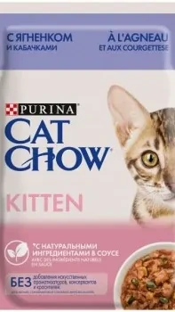 Cat Chow Kitten. з ягням та кабачком  в желе 85 г