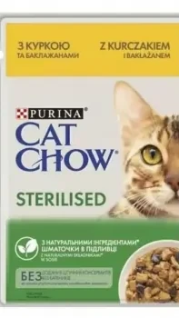 Cat Chow Sterilized.Курка,бакл. в желе. Конс 24/85 г