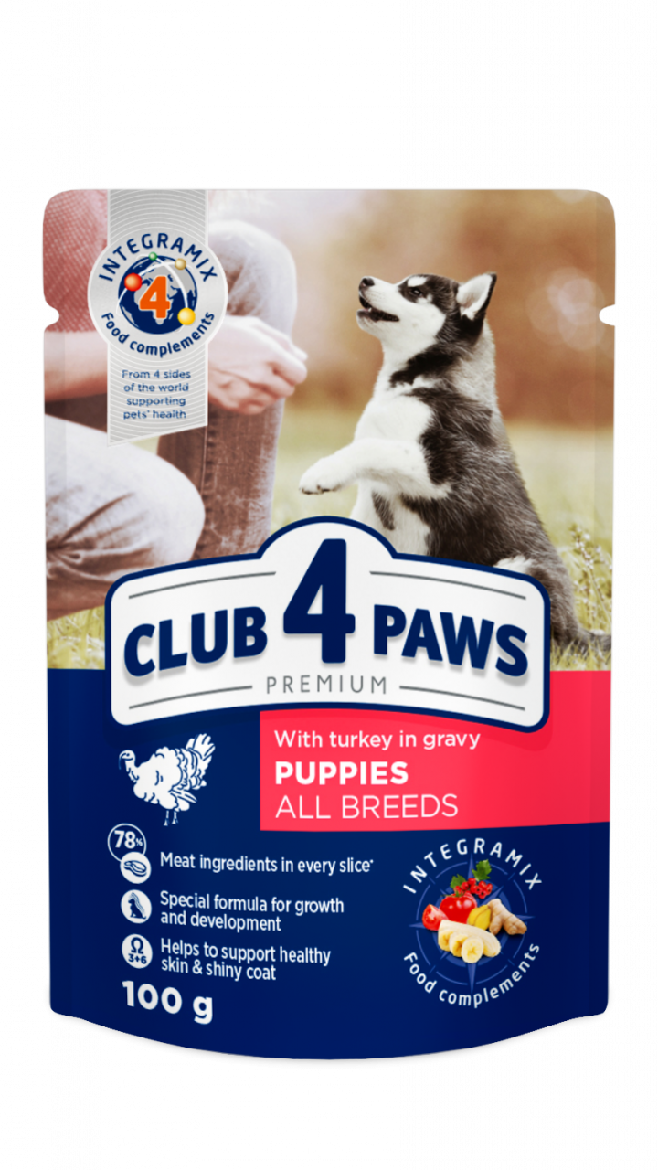 CIUB 4 PAWS вологий корм для цуценят з індичкою 0,1 Кг