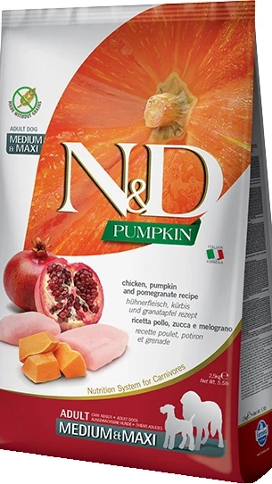 Фарміна дог сух N&D Grain Free PUMPKIN CHICKEN & POMEGRANATE ADULT MEDIUM & MAXI (12) 33352