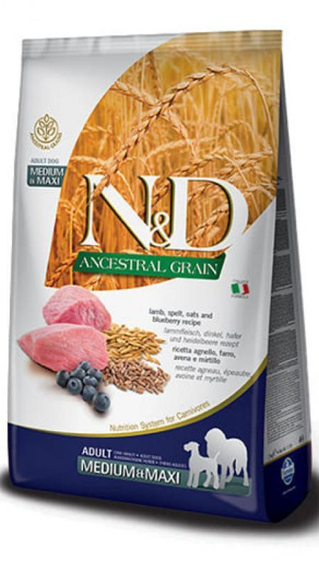 Фарміна дог сух N&D Low Grain LAMB & BLUEBERRY ADULT MEDIUM MAXI (12) 62858