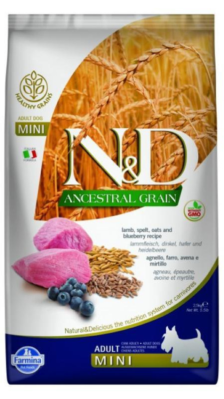 Фарміна дог сух N&D Low Grain LAMB & BLUEBERRY ADULT MINI (7) 35097