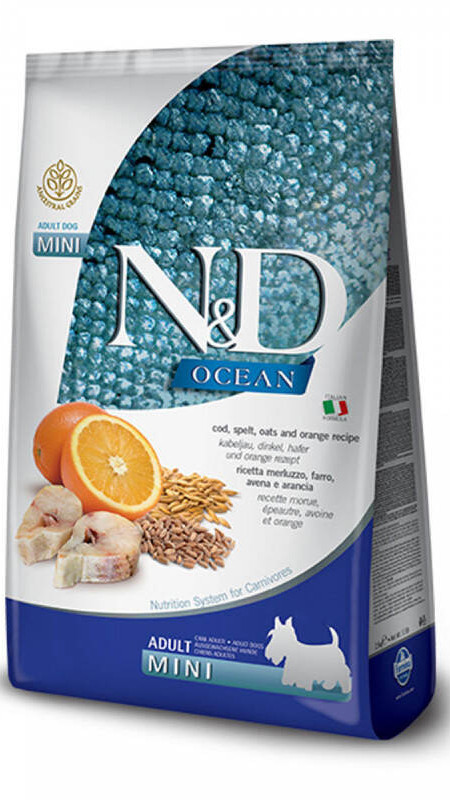 Фарміна дог сух N&D Low Grain Ocean ADULT MINI з тріскою та апельсином (7)