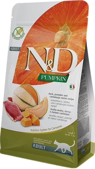 Фарміна кет сух N&D Grain Free PUMPKIN DUCK & CANTALUPE ADULT (з качкою, гарбузом та динею) (5) 36131