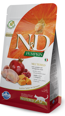 Фарміна кет сух N&D Grain Free PUMPKIN QUAIL & POMEGRANATE NEUTERED ADULT (з перепілкою, гарбузом та гранатом) (5) 36803