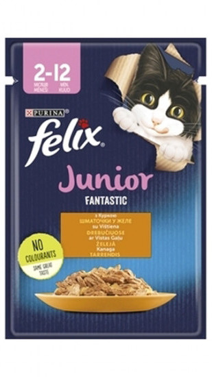 Felix Junior з куркою шматочки в желе 85 г