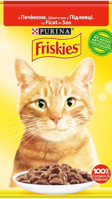 Friskies.З печінкою.Шматочки у підливці.Конс 26/85 г