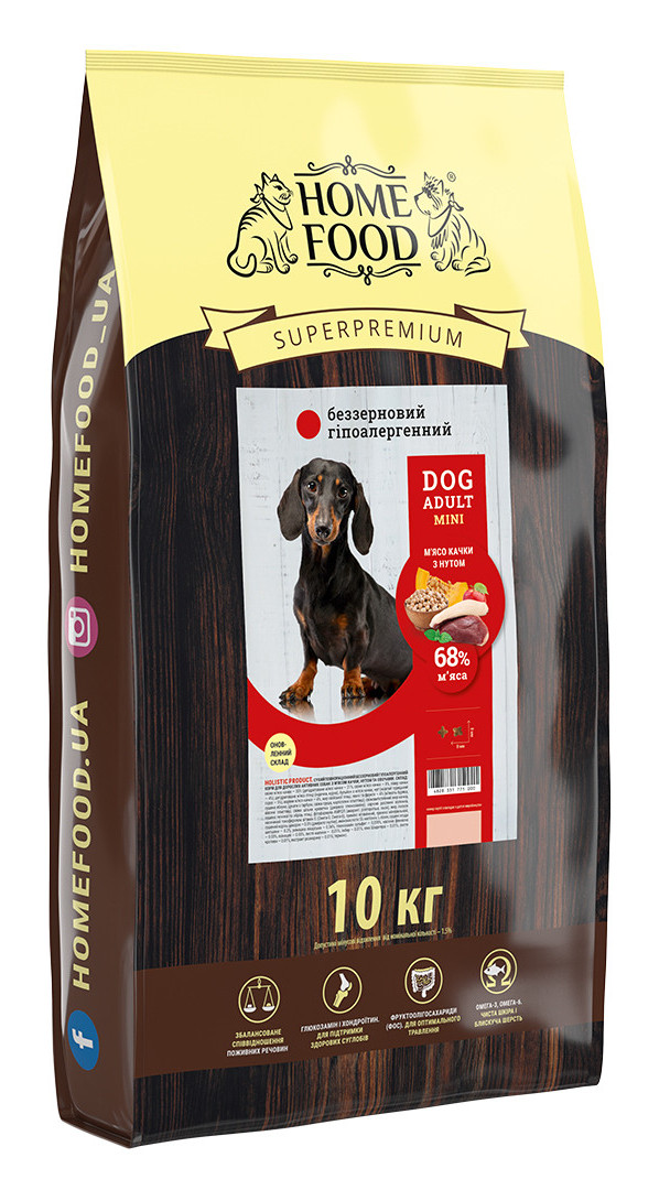 HF DOG ADULT MINI Беззерновій гіпоалергенний"Мясо качки з нутом" 10 кг