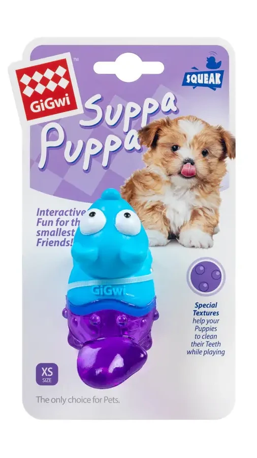 Іграшка для собак Лисиця з пищалкою, синій GiGwi Suppa Puppa, гума, 9см