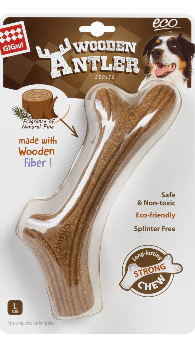 Іграшка для собак Ріг жувальний GiGwi Wooden Antler, дерево, полімер, S