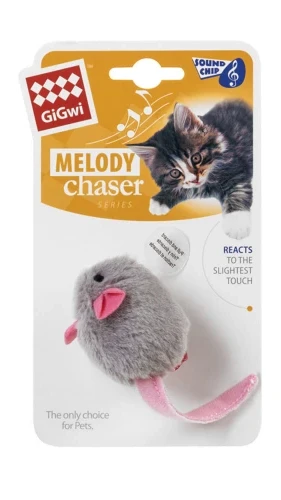 Ігрушка для котів Мишка з електроним чіпом GiGwi Melody chaser, штучне хутро, 6 см