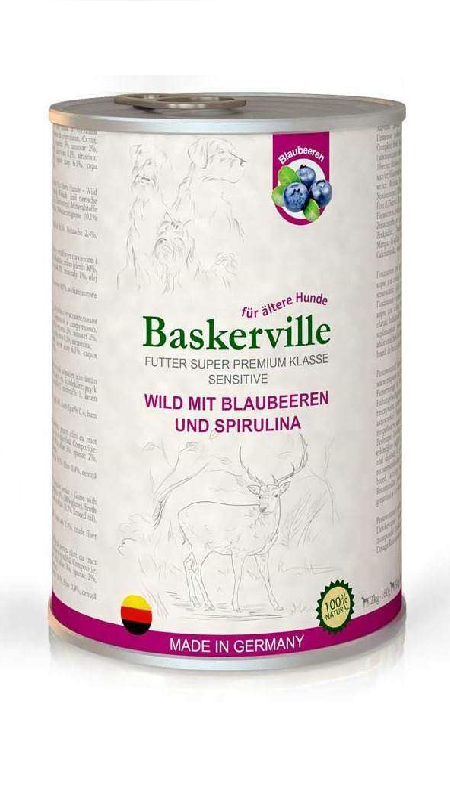 Консерва Баскервіль KF Sensetiv Wild Mit Blaubeeren und Spirulina. Оленина з чорницею та спіруліною  800г