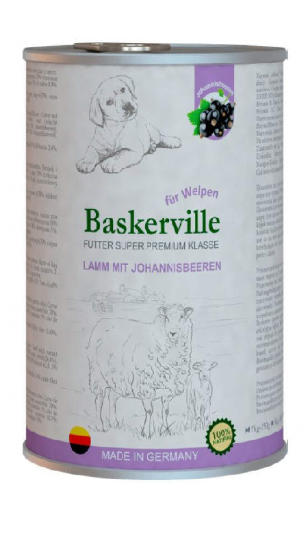 Консерва Баскервіль KF Super premium Lamm Mit Johannisbeeren.. Ягня та смородина для цуценят, 400г