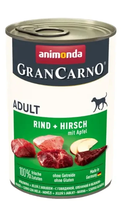 Корм GranCarno Adult Beef + Deer with Apple консервований для собак з яловичиною, олениною і яблуком 400г