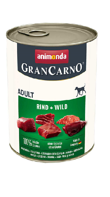 Корм GranCarno Adult Beef + Game консервований для собак з яловичиною і дичиною 800г