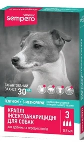Краплі протипаразитарні *Sempero*для собак великих порід 1мл 3 пип. 1шт