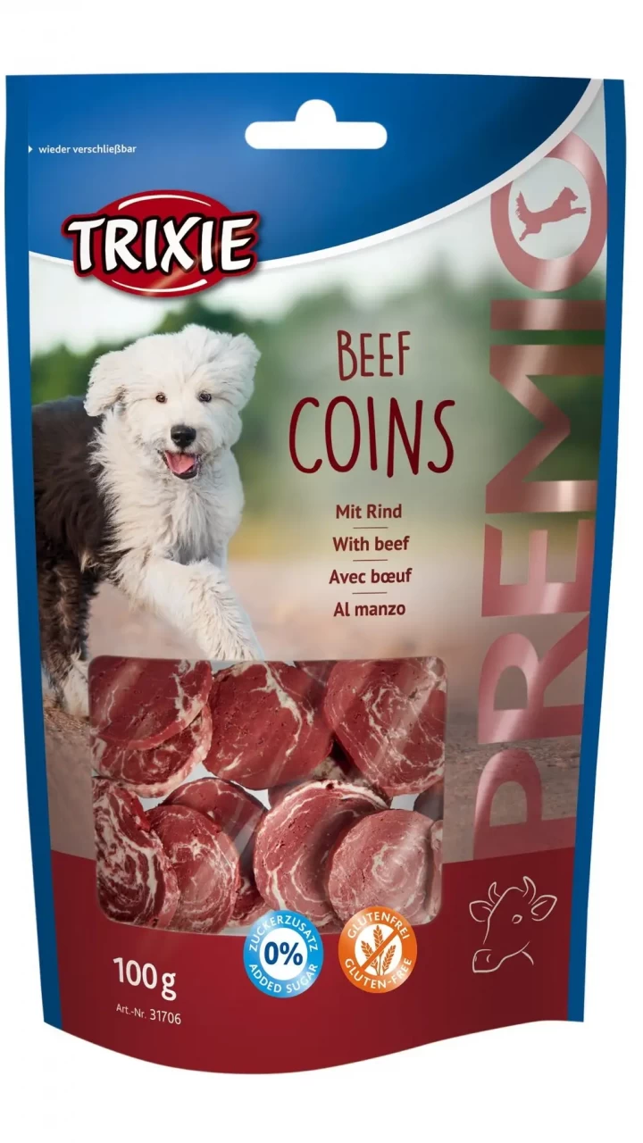 Лаком д/соб."PREMIO Beef Coins" с говяд.100гр