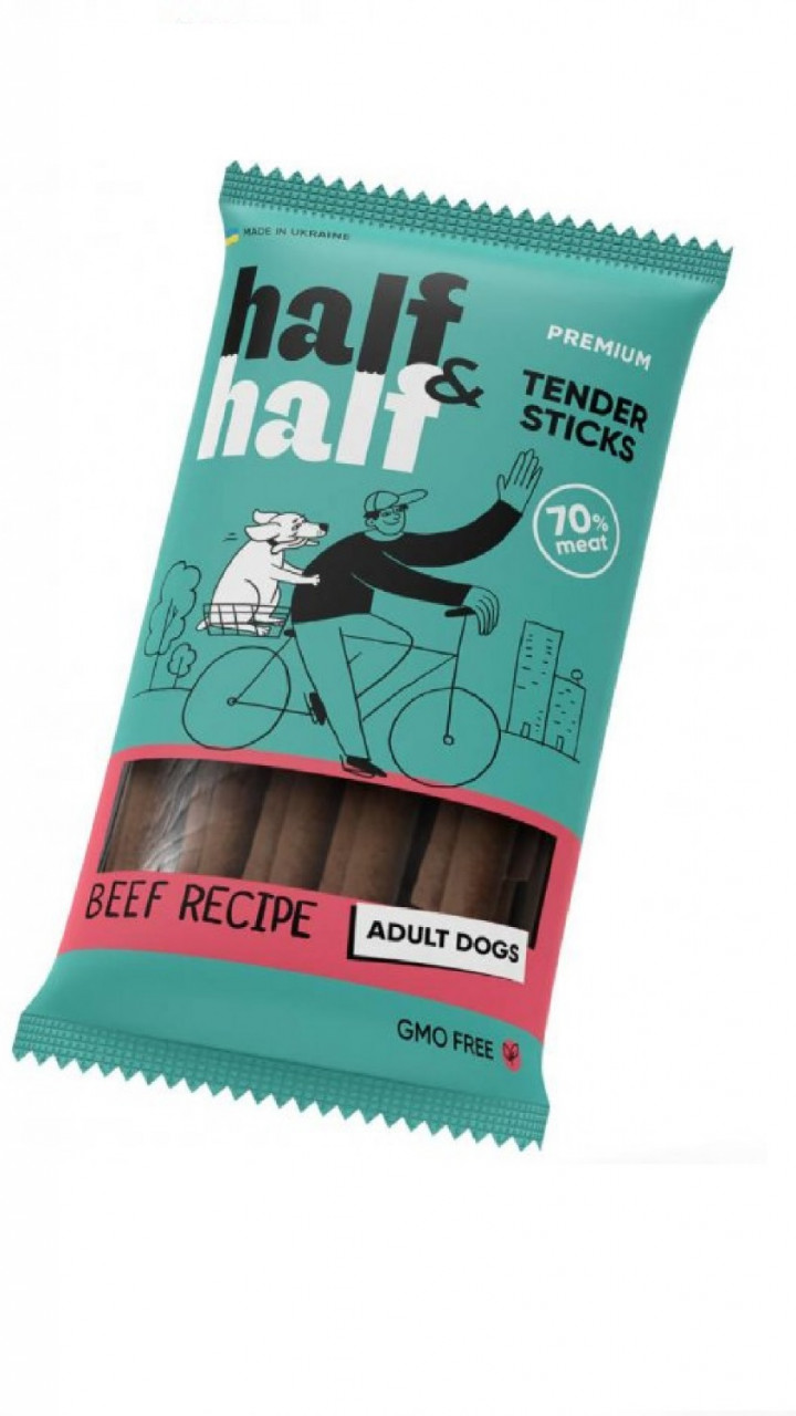 Ласощі Half&Half м'ясні палички для собак з яловичиною 100 г