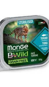 MONGE CAT BWILD GR.FREE WET Sterilised тунец с овощами паштет 100 г