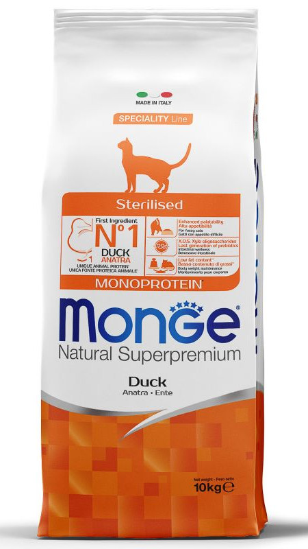 MONGE CAT  Sterilised с уткой 10 кг