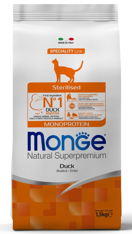 MONGE CAT Sterilised с уткой 1.5 кг