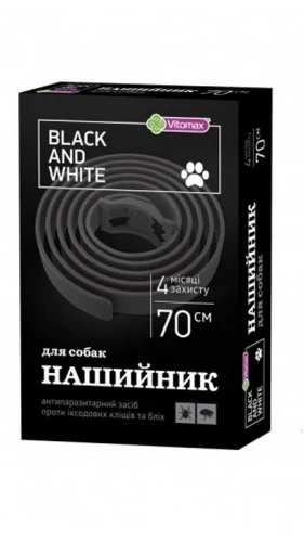 Нашийник чорний протипаразитарний Blak&White для собак 70 см