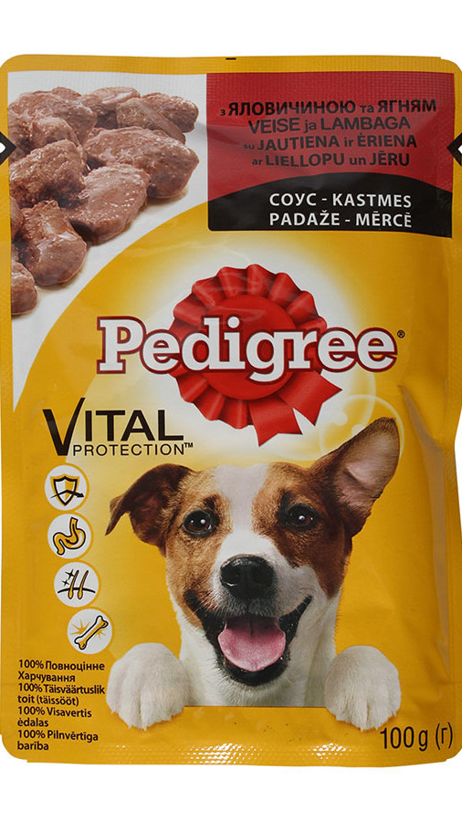 Pedigree з яловичиною та ягням у соусі  100г