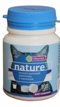 Полівітамінний комплекс Nature для котів з молоком 100т./50г. 1шт