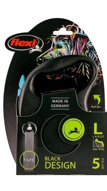 Рулетка Flexi BLACK DESIGN L 5м (стрічка) синя