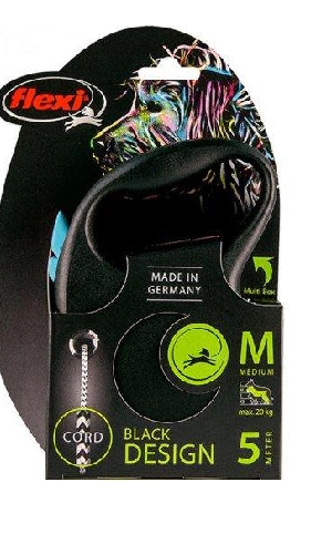 Рулетка Flexi BLACK DESIGN M 5м (трос) синя