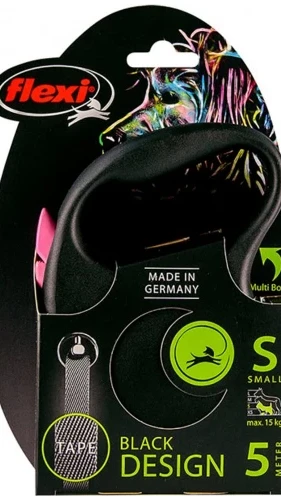 Рулетка Flexi BLACK DESIGN S 5м (стрічка) рожева