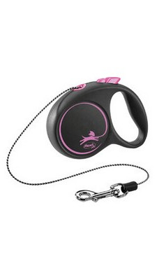Рулетка Flexi BLACK DESIGN XS 3m (трос) рожева