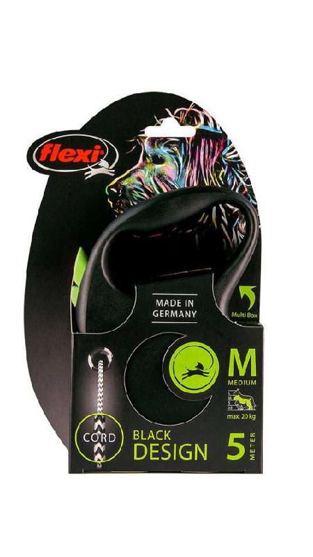 Рулетка Flexi BLACK DESIGN M 5м (трос) зелена