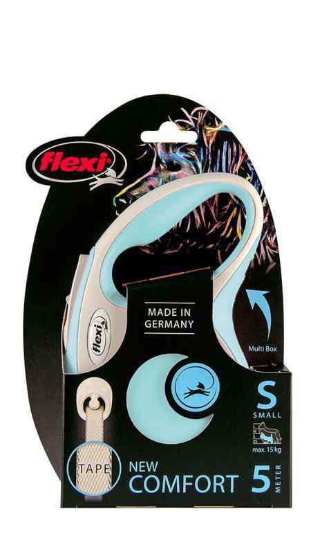 Рулетка Flexi NEW COMFORT S 5м (стрічка) блакитна