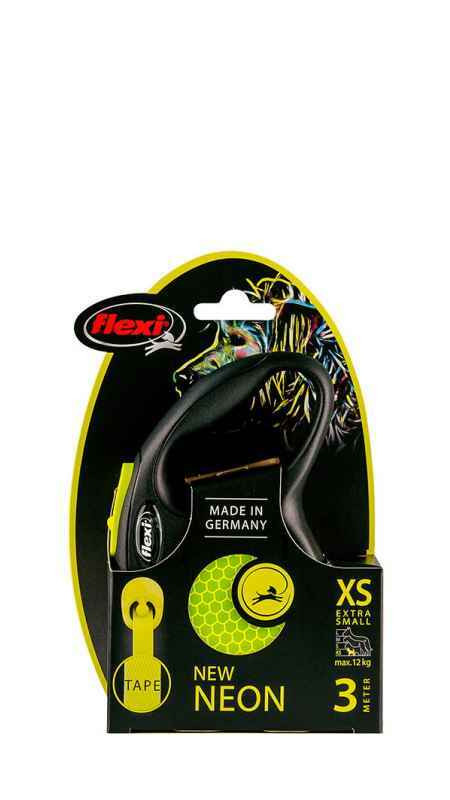Рулетка Flexi NEW NEON XS 3м/12кг (стрічка) жовтий
