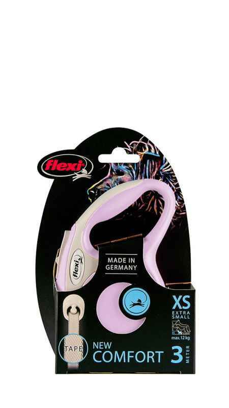 Рулетка Flexi NEW COMFORT XS 3м (стрічка) рожева