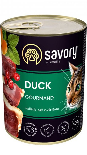 Savory Adult Cat Can Adult для вередливих котів утка 400 гр