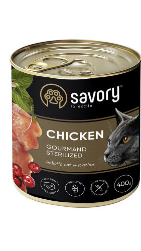Savory Adult Cat Can Adult Sterilised курка 400 гр