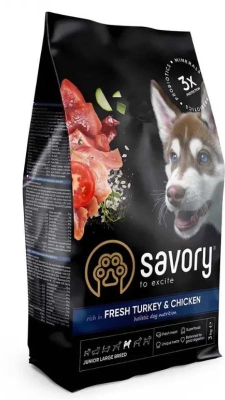 Savory Junior Large rich in Fresh Turkey & Chicken 3kg