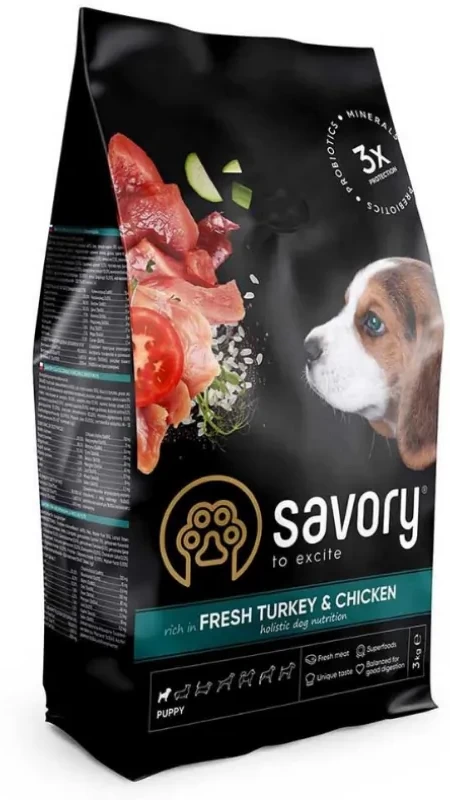 Savory Puppy rich in Fresh Turkey & Chicken 1kg