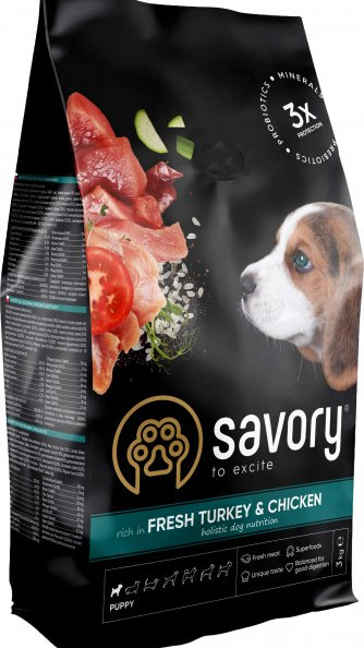 Savory Puppy rich in Fresh Turkey & Chicken 3 kg