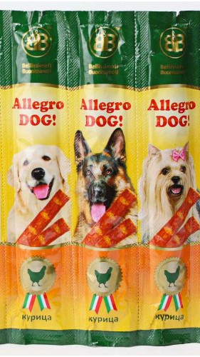Жувальні ковбаски для собак ALLEGRO DOG з куркою 5*10гр 1шт