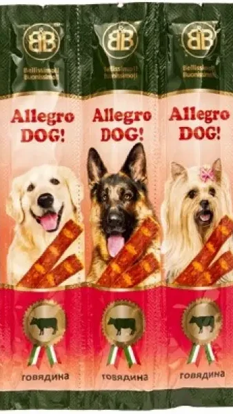 Жувальні ковбаски для собак ALLEGRO DOG з яловичиною 5*10гр 1шт