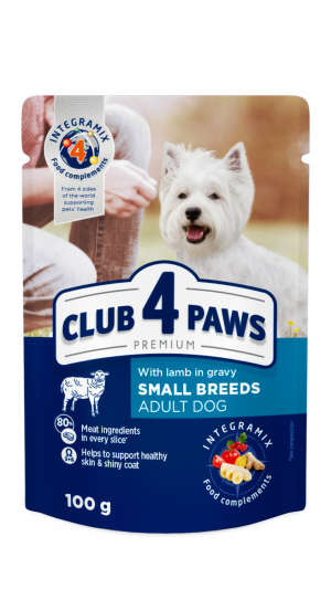 CIUB 4 PAWS вологий корм для собак малих порід із ягням в соусі .0,1кг
