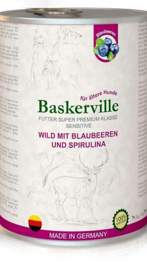 Консерва Баскервіль KF Sensetiv Wild Mit Blaubeeren und Spirulina. Оленина з чорницею та спіруліною  400г