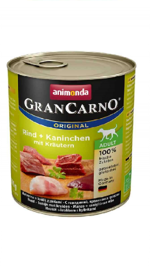 Корм GranCarno Adult Beef + Rabbit with Herbs консервований для собак з яловичиною, кроликом і травами 800г