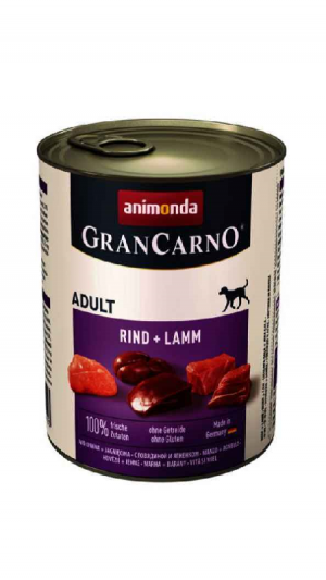 Корм GranCarno Adult Beef+Lamb консервований для собак з яловичиною і ягнятиною 800г.
